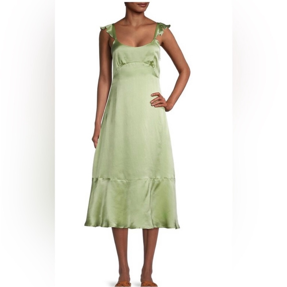 Roller Rabbit‎ Quinn Silk Midi Dress Large Sage Green NEW